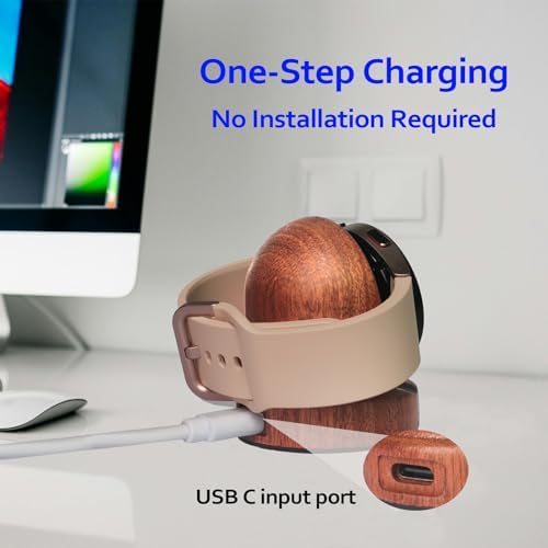 Sapele Wood Magnetic Charging Dock for Apple Watch – Elegant Fast-Charging Stand for Series 1-10, SE, and Ultra Models – Stylish and Portable Smartwatch Accessory for Home & Travel – Unique Durability and Chic Aesthetic Combined
