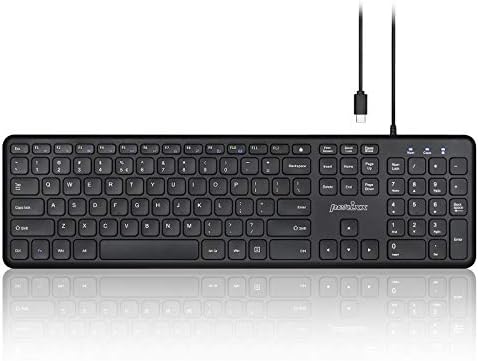 Perixx PERIBOARD-210 Wired Full-Size USB Keyboard – Ultra-Quiet Scissor Keys for Effortless Typing on Desktop, Laptop, and Tablet – Sleek Black Design with Enhanced Compatibility and Ergonomic Comfort