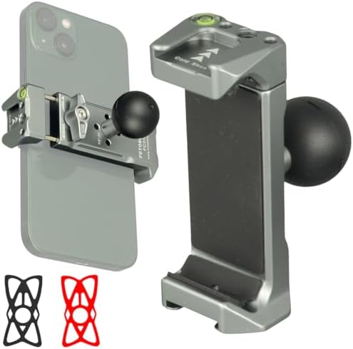 Aluminum Cell Phone Holder with 1 Inch Ball Mount Adapter Compatible with RAM mounts B Size 1″ Socket Arm Bike Motorcycle Car Phone Mount, Double Protection Anti-loosening Locking knob – Enhanced Compatibility and Speed