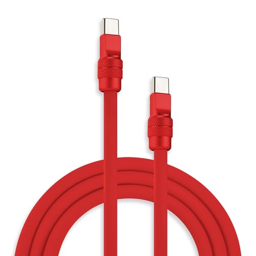 Chubbycable Chubby 2.0 Premium Fast Charging Cable – 240 W Power Delivery, 4.9 ft Type-C to Type-C Silicone Cord, Tangle-Free Design in Eye-Catching Red for Optimal Data Transfer and Enhanced Durability