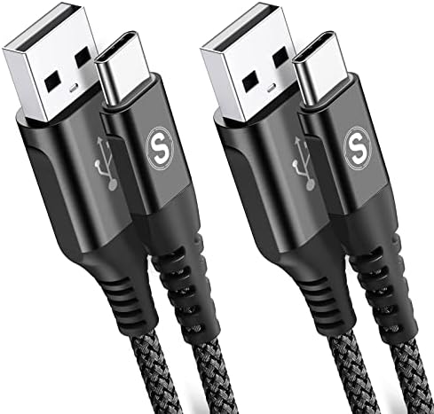 sweguard 3.1 A Fast Charging USB Type C Cable – 2 Pack 6.6 ft Nylon Braided Charger for Samsung Galaxy, LG, Moto, PS5 – Durable, Tangle-Free, High-Speed Data Sync – Ultimate Compatibility and Convenience in Pink