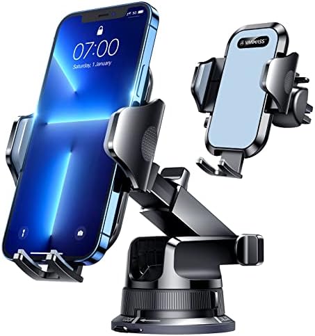 VANMASS Pro Universal Car Phone Mount with 2025 Super Suction Cup – Ultimate Cell Phone Holder for Safe Driving, Compatible with i Phone 16 Pro Max, 15, 14, 13 & Samsung Android Devices – Easy Installation, 360-Degree Rotation, and Enhanced Stability for Windshield, Dashboard, and Vent Use