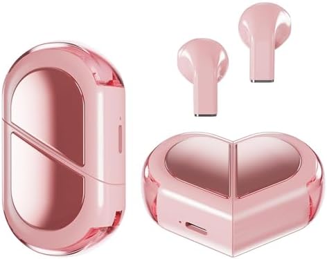 Stylish Rose Gold Heart Wireless Earbuds for Girls – Mini Bluetooth Earbuds Designed for Small Ears, Perfect for Kids & Women – Lightweight, Comfortable Fit with Superior Sound Quality for i Phone & Android, Ideal for Travel & Everyday Use