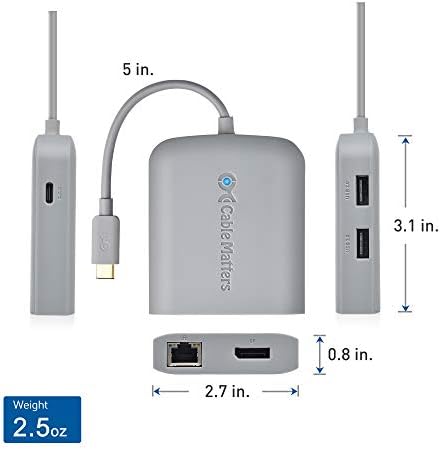 Maximize Productivity with Cable Matters USB C Hub – 4 K@240 Hz Display Port Adapter for Mac Book Pro, 100 W Power Delivery, Dual USB Ports, and Stable Ethernet Connectivity – Thunderbolt 3 & 4 Compatible for High-Performance Workspaces