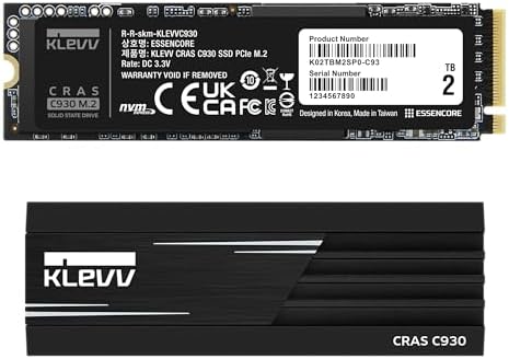 Unleash Lightning-Fast Performance with KLEVV CRAS C910 1 TB NVMe SSD – M.2 2280 Internal Drive with Heatsink for Laptops & Desktops – Experience Up to 5000 MB/s Speeds, Ideal for Gamers and Creators – PCIe Gen4 x4 Enhanced Compatibility & Reliability