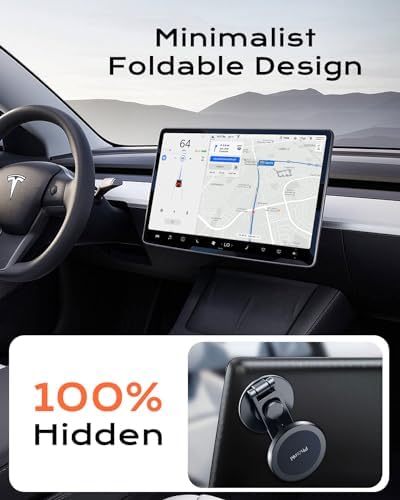 Mag Safe-Enabled Tesla Phone Mount – Premium Magnetic Dashboard Holder for i Phone 12-15 | Versatile Foldable Design for Model 3/Y | Ultimate Safety & Effortless Navigation Accessory