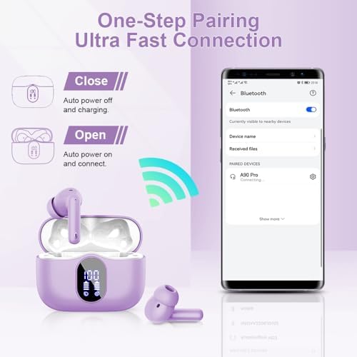 Revolutionary Bluetooth 5.4 Wireless Earbuds with Advanced Noise Cancellation and IP7 Waterproof Design – 36-Hour Playtime for Nonstop Audio Bliss – Immersive Bass Stereo Sound Perfect for Sports, Workouts, and Everyday Use – Sleek White Aesthetic Enhances Compatibility with Laptops, Tablets, and Smartphones