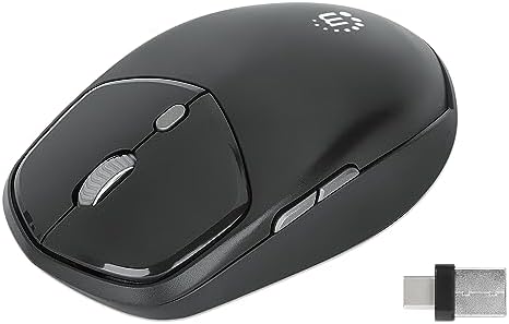 Enhance Your Productivity with the MANHATTAN Wireless Compact Travel Mouse – Versatile 2.4 GHz RF Connection, Adjustable 800/1200/1600 DPI, Six Customizable Buttons, USB-A & USB-C Dual Receiver for Ultimate Compatibility – Perfect for Laptops, PCs & On-the-Go Professionals – Backed by a 3-Year Warranty for Peace of Mind