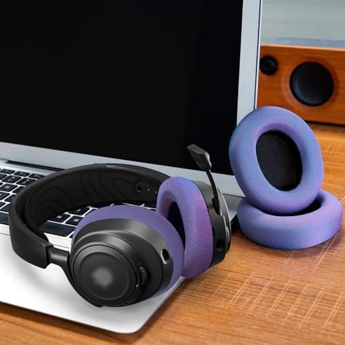 Upgrade Your Sound: GEVO High-Density Foam Ear Pads for Steel Series Arctis Nova – Stylish Purple Magic Mesh Fabric Cushions for Pro Wired, Nova 1, 3, 4, 5, 7 Headphones – Enhanced Comfort and Sound Isolation for Long Listening Sessions