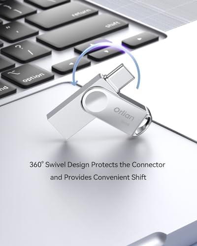 128 GB Dual USB Type C + A OTG Flash Drive – Waterproof Metal Swivel Design for Fast Data Transfer – Ideal Thumb Drive for PC, Laptop, Tablet, i Phone 15 & Android Devices – Portable Storage Solution for On-the-Go Professionals and Students