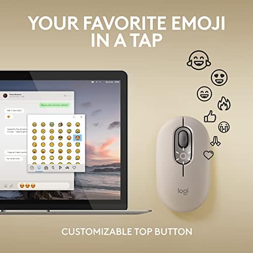 Logitech POP Wireless Mouse in Heartbreaker Rose – Customizable Emojis, Silent Click Technology, Precision Scrolling & Multi-Device Compatibility for Effortless Navigation and Personal Expression