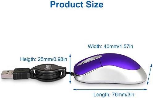 Compact Blue USB Optical Mouse Duo with Retractable Cable – Perfect Travel Accessory for Windows & Mac Users, High Precision & Ergonomic Comfort, Tangle-Free Design for On-the-Go Computing
