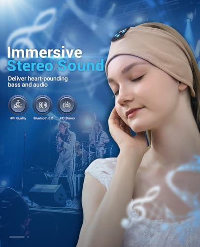 Transform Your Sleep and Workouts with Voerou Bluetooth Sleep Headband Headphones – Comfort-Driven Design, Superior HD Sound, Perfect for Insomnia Relief, Yoga, and Travel, Adjustable Fit with Long-Lasting Battery Life for Seamless Audio Enjoyment