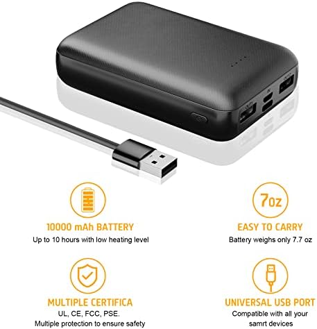 Ultimate 10,000 m Ah Rechargeable Battery Pack for Heated Vests – High-Capacity Power Bank for Enhanced Comfort in Heated Jackets and Hoodies – Fast Charging, Lightweight, and Versatile Compatibility for Men and Women’s Outdoor Wear – Essential Heating Solution for Cold Weather Adventures