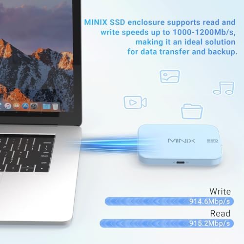 MINIX Magnetic M.2 2230 NVMe SSD Enclosure for i Phone 15/16 Pro Max – Premium External Storage Solution with USB-C Audio Port, Fast 60 W Power Delivery, and Compatibility for i Pad Pro & Mac Book – Enhance Your Data Access & Portability