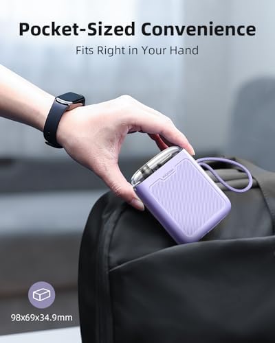 Compact 30 W Retractable USB-C Power Bank with Fast Charging – Sleek Dual Charging Battery Pack for i Phone 15, Android Devices & Laptops – Integrated 60 cm Cable & LCD Display for Ultimate On-the-Go Power Solutions