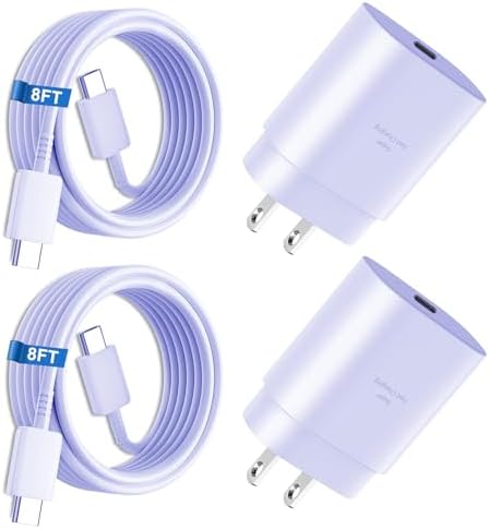 Elevate Your Charging Experience: 25 W USB C Fast Charge Block with 10 Ft Type C Cable for Samsung Galaxy S21-S24 & Note 20 – Optimal Power Delivery for Home and Travel – Exceptional Speed, Enhanced Safety Features, and Ultimate Compatibility for Android Devices