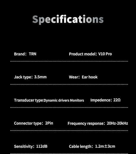 TRN V10 PRO Wired Earphones – Premium Hi-Fi Audio with Dual Dynamic Drivers & Balanced Armatures, Ergonomic Fit, Detachable 2-Pin Cable, Type-C Connectivity, Built-in Microphone – Ideal for Audiophiles and Everyday Listening