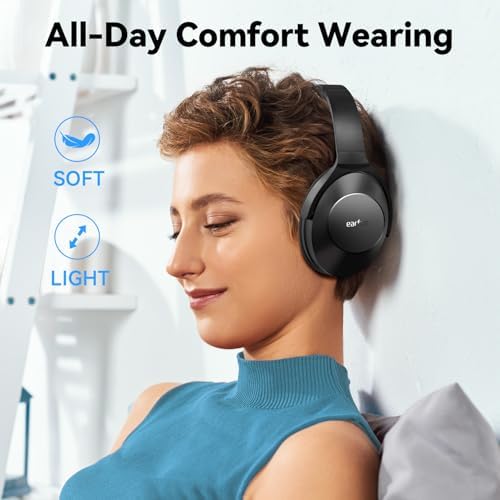 Transform Your Listening Journey with Ear Fun Wave Life Over-Ear Headphones – Premier Hybrid Active Noise Cancelling, Next-Gen Bluetooth 5.4, Enhanced AI Call Clarity, Immersive Deep Bass, 60-Hour Battery for Extended Use, Luxurious Comfort Design, Personalized EQ Adjustments, and Smooth Multipoint Connectivity for Effortless Device Transitioning. Experience superior sound quality tailored for both audiophiles and casual listeners, perfect for long commutes or home office setups. Enjoy a premium blend of noise isolation and rich audio that keeps you focused on what you love. Elevate your audio experience today with these meticulously crafted headphones that prioritize comfort and performance, ensuring every note resonates.
