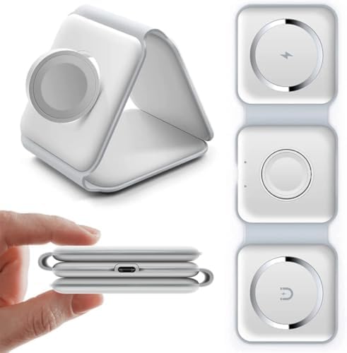 Revolutionize Your Charging Routine with the 3-in-1 Magnetic Wireless Charger Dock for Apple Devices – Portable Foldable Design for Fast Charging i Phone 12-16, Apple Watch & Air Pods – Sleek Black Finish for Home & Travel Convenience – Ultimate Multi-Device Charging Solution