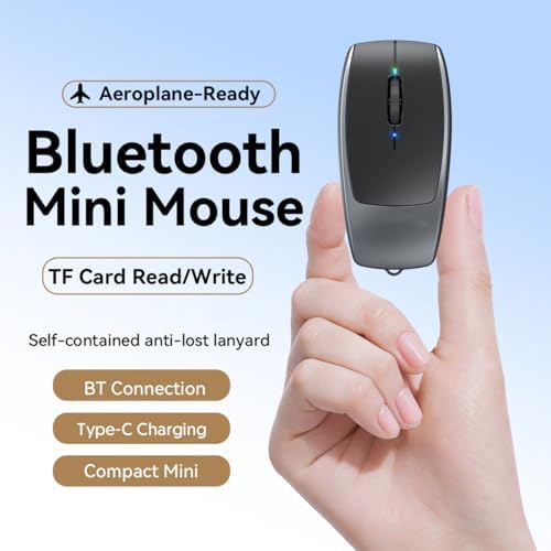 Compact Bluetooth Wireless Mini Mouse with TF Card Reader – Silent, Portable Optical Mouse for PC, Laptop, and Tablets – Ideal Travel Companion and Gift for Men, Women, and Kids – Enhance Productivity Anywhere