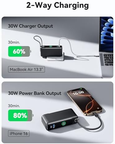 INIU 3-in-1 Travel Power Bank: 10000 m Ah Fast Charger with Built-in USB-C & Foldable AC Plug – Ultimate Portable Charging Solution for College Students, Travelers, and Tech Enthusiasts – Blue – Charge Multiple Devices Effortlessly!