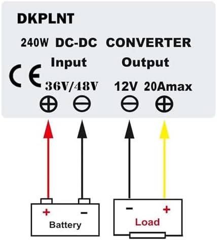 High-Efficiency 12 V Voltage Regulator Transformer for Golf Carts – 240 W 48 V/36 V to 12 V Converter with Built-in Fuse for Optimal Performance and Safety Enhancements