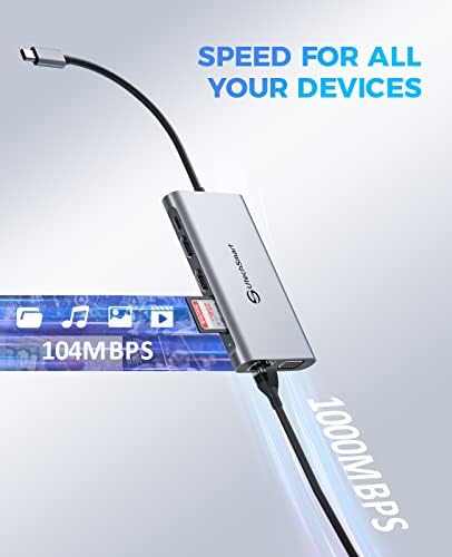 Supercharge Your Mac Book with Utech Smart 7-in-2 USB C Hub Adapter – Ultimate Multiport Solution Featuring Thunderbolt 3, 4 K HDMI, 100 W PD, and 3 USB 3.0 Ports for Seamless Connectivity and Fast Charging – Perfect for Professionals and Creatives on the Go