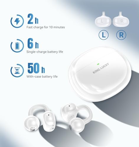 Elevate Your Audio Game with King Lucky Wireless Bluetooth 5.4 Earbuds – Stylish Clip-On Design with Advanced Noise Cancelling, 50-Hour Battery Life, and Waterproof Durability – Perfect for Active Lifestyles, Small Ears, and Glasses Wearers in Trendy Pink. Enjoy Unmatched Comfort, Seamless Connectivity, and Immersive Sound Quality Ideal for Fitness, Daily Commutes, and Casual Listening.