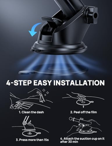 Ultimate Adjustable Windshield Phone Mount for Cars – Military-Grade Suction Cup Holder with Vent Hook, 360° Rotatable Design, Non-Slip Silicone Carbon Fiber for All Smartphone Models – Enhance Your Driving Safety & Hands-Free Convenience