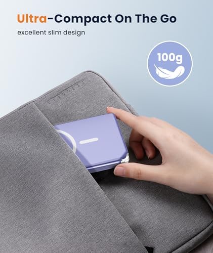 Ultra-Compact Blue Magnetic Wireless Power Bank for i Phone 12-16 Pro Max – 5000 m Ah Fast-Charging Battery Pack with Seamless Attachment for On-the-Go Convenience and Enhanced Compatibility – Essential Travel Accessory for Effortless Energy Backup