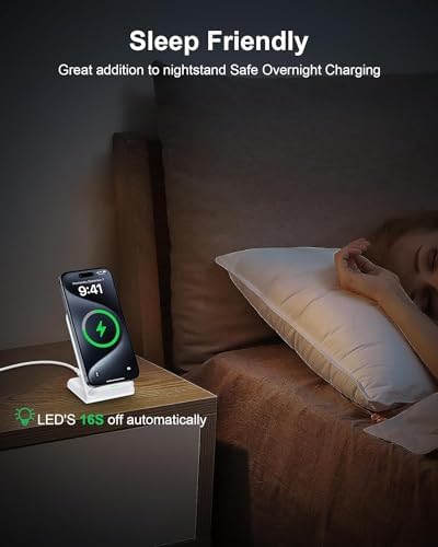 15 W Fast Wireless Charging Stand for Android & Apple Devices – Compatible with Google Pixel 9 Pro, Samsung Galaxy S24, and i Phone 16 – Sleek QI Charger with Power Adapter Included for Effortless Charging Experience