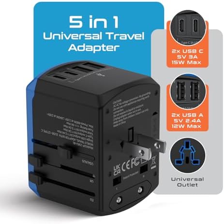 Ultimate Compact Travel Power Adapter for UK & Ireland – Dual USB & USB-C Fast Charger with 3.1 A Output – Type G Plug Converter for Seamless Global Connectivity in Hong Kong, England, Dubai, and Saudi Arabia – Safe, Efficient Design for Smart Travelers