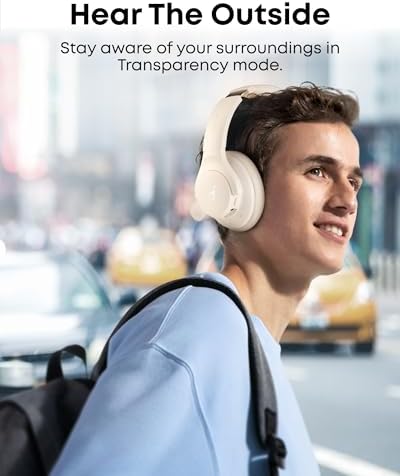 Unleash Your Sound: Anker Q20 i Wireless Over-Ear Headphones with Advanced Noise Cancellation, 40-Hour Battery Life, and Customizable Audio Profiles – Immerse Yourself in Hi-Res Audio with Deep Bass and Transparency Mode for Ultimate Comfort and Clarity