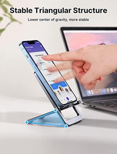 JSAUX Cell Phone Stand [2-Pack] Foldable Aluminum Adjustable Phone Holder for Desk Portable Travel Holder Office Desk Accessories Compatible with iPhone 15 14 13 12 11 Pro Max X Samsung S24 S23 Grey – Enhanced Compatibility and Speed
