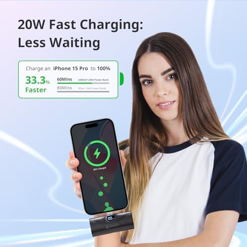 Ultra-Compact 5000 m Ah USB-C Power Bank with 20 W Quick Charge – Lightweight Mini Phone Charger for i Phone 15/16, Samsung & Android Devices – Reliable Emergency Charging Solution with Advanced Safety Features for On-the-Go Power