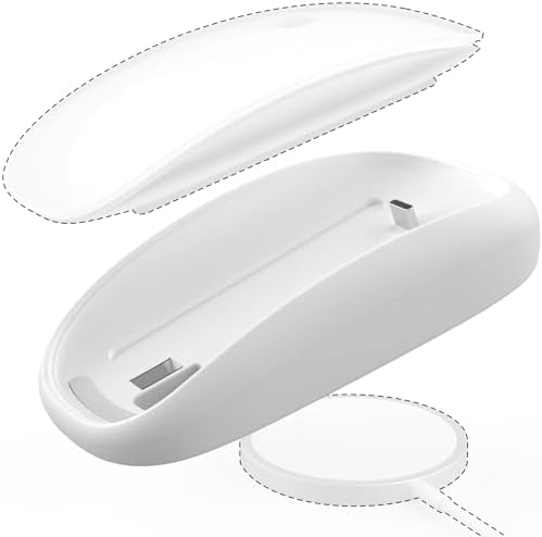 TATOFY Wireless Charger for Magic Mouse 2 – Ergonomic Design with Lightning Compatibility, Fast Charging Base, and Sleek White Finish for Ultimate Comfort and Efficiency in Your Workspace