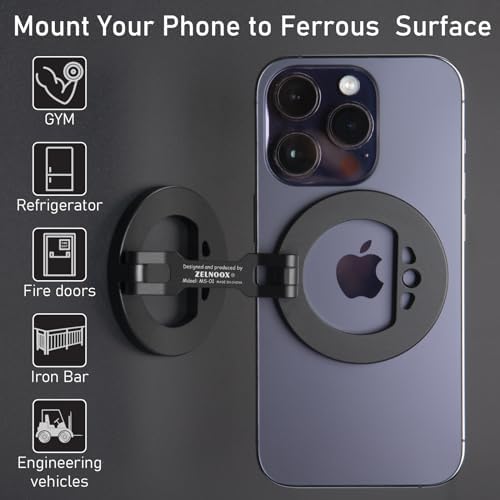 Revolutionary Magnetic Dual Grip Phone Holder for i Phone – Ultimate Security on Iron Surfaces | Versatile 1/4″ Screw Mount | Perfect for i Phone 16/15/14/13/12 Pro Max & Magnetic Cases | Effortless, Hands-Free Operation for Daily Activities