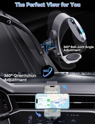 Mag Safe Dual-Function Car Charger & Mount – 18 W Aluminum Alloy Wireless Charging Station with 42.5 W Power Adapter for i Phone 15/14/13/12 & Apple Watch – Effortless Magnetic Hold for Enhanced Road Safety and Convenience