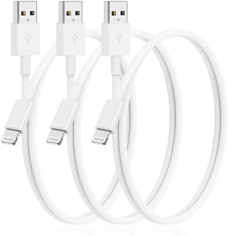 3 Pack of 10-Foot Apple MFi Certified Lightning Cables – Durable USB Charger for i Phone Models 14, 13, 12 Pro/Pro Max, XR, X, 8, 7, 6, 5 Plus, SE – Fast Charging & Extended Reach for Home and Office Use