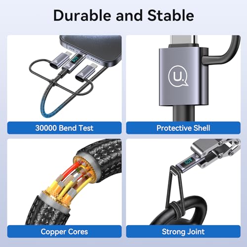 Transform Your Power Management with the 6-in-1 Multi Charger Cable: High-Speed PD 60 W Charging, Real-Time LED Indicator, and Universal Device Compatibility for Smartphones, Tablets, and Laptops – 4 ft Robust USB Cord for Home, Office, and Travel Versatility