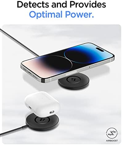 Spigen Arc Field Mag Fit Wireless Charging Pad for i Phone 16 Series – Ultra-Fast Magnetic Charger Compatible with i Phone 12-16 Models – Sleek, Safe Power Delivery Solution for Modern Workspaces and Effortless Device Alignment