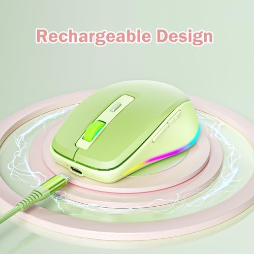 Illuminate Your Workspace with the seenda Light-Up Wireless Mouse Featuring Built-In Jiggler – USB-C & USB Receiver for Mac Book, i Pad, and Windows Devices – Ergonomic Design for Enhanced Comfort and Productivity