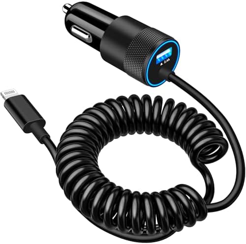 Rombica 105 W MFi Certified Dual USB-C & USB-A Fast Car Charger for i Phone 16 Pro Max – Ultimate Portable Power Solution with 6 FT Coiled Type-C Cable for Rapid Charging on the Go, Perfect for Road Trips and Daily Commuting