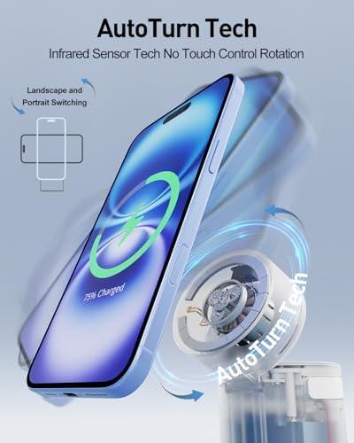 Revolutionize Your Charging Experience with the i WALK 3 in 1 Wireless Charging Stand – Magnetic Auto-Rotating Station for i Phone 12-16, Apple Watch & Air Pods – 15 W Fast Charge, Sleek Black Design for Effortless Device Management and Optimal Viewing Comfort