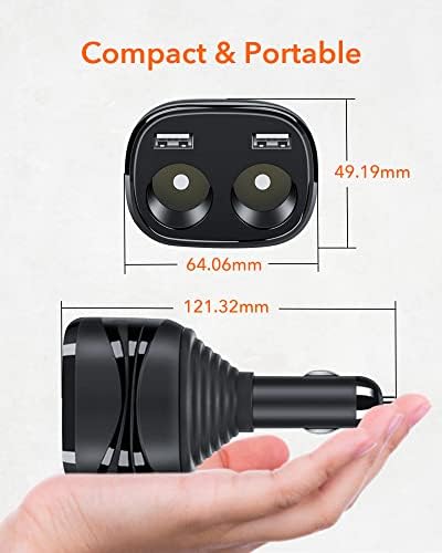 WOLFBOX Dual USB Cigarette Lighter Charger – High-Speed 2-in-1 Charging Cable for Mirror Dash Cam and Mobile Devices – Compact, Durable Adapter for Fast Charging on the Go