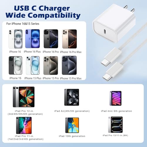 Ultimate 10 FT Fast Charging i Phone Bundle: USB C to Lightning Cable & Type C Wall Adapter – Unmatched Speed & Convenience for i Phone 14/13/12/11/X Models – Dual Pack for Home & Office Use – Premium Quality Charging Solution