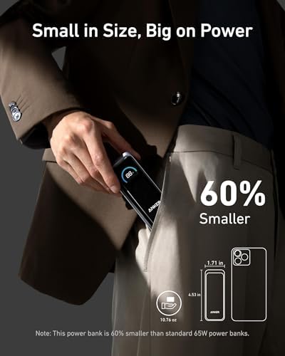 Anker Prime 9,600 m Ah Power Bank – Ultimate Fast Charging Solution with 65 W Output & Built-in AC Plug for Seamless Device Compatibility – Ideal for Mac Book Pro, i Phone 15, Galaxy & i Pad – Compact, Reliable, and Efficient Power Delivery with PD 3.0 and PPS Technology for Maximum Performance on the Go