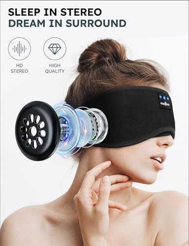 Ultimate Bluetooth Sleep Mask with High-Definition Sound: Perfect for Side Sleepers Seeking Unmatched Comfort and Entertainment – Experience Enhanced Connectivity, Crisp Audio, and Stylish Relaxation for Restful Nights and Mindful Moments – Ideal Gift for Music Lovers and Meditative Souls