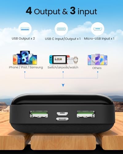 High-Capacity 50,000 m Ah Portable Charger Power Bank – 22.5 W Fast Charging Battery Pack with USB-C Quick Charge, 3 Outputs & 2 Inputs, LED Display for i Phone 16/15/14/13, Samsung & Android Devices – Ultimate Travel Companion for All-Day Power